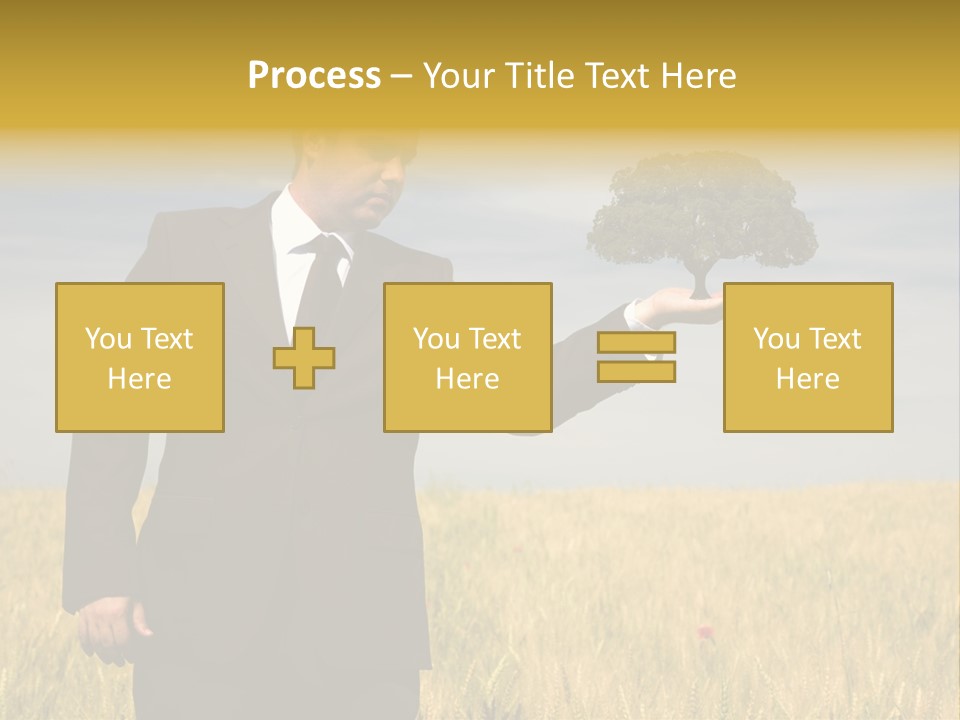 Businessman Holding A Tree In The Hand - Environment Concept - Focus On The Tree PowerPoint Template