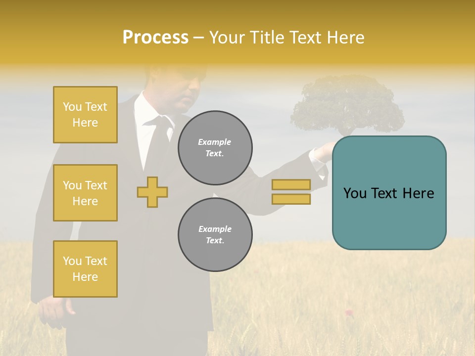 Businessman Holding A Tree In The Hand - Environment Concept - Focus On The Tree PowerPoint Template
