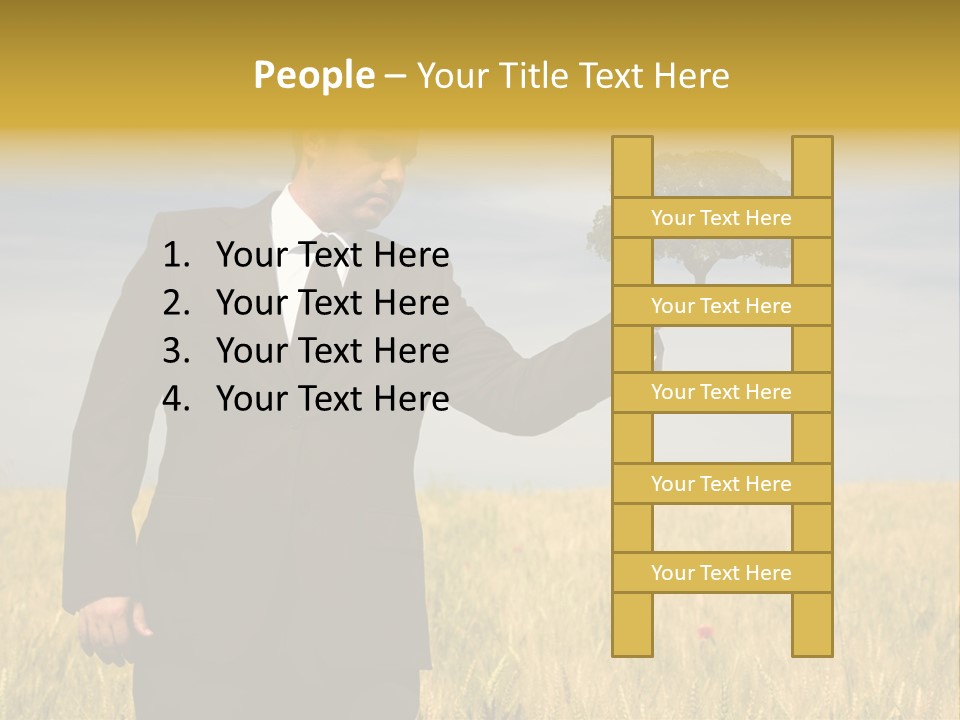 Businessman Holding A Tree In The Hand - Environment Concept - Focus On The Tree PowerPoint Template