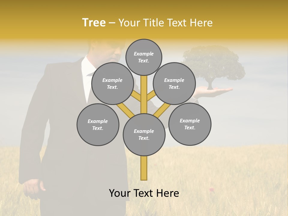 Businessman Holding A Tree In The Hand - Environment Concept - Focus On The Tree PowerPoint Template