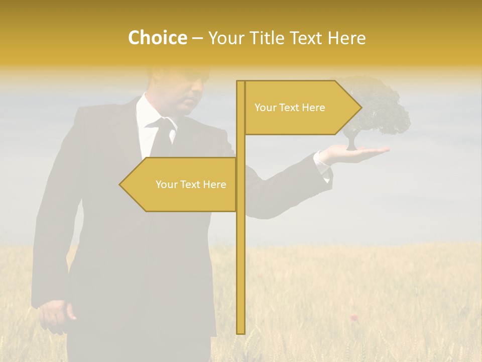 Businessman Holding A Tree In The Hand - Environment Concept - Focus On The Tree PowerPoint Template