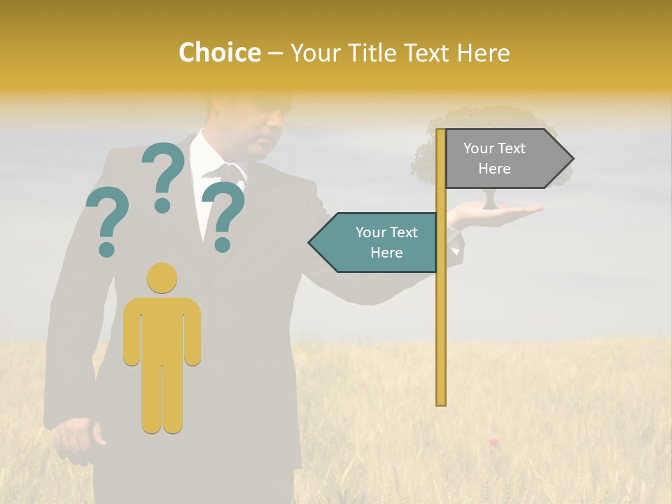 Businessman Holding A Tree In The Hand - Environment Concept - Focus On The Tree PowerPoint Template