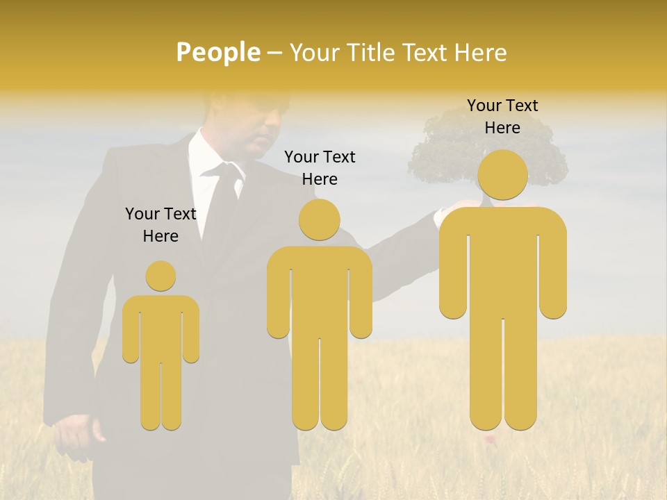 Businessman Holding A Tree In The Hand - Environment Concept - Focus On The Tree PowerPoint Template