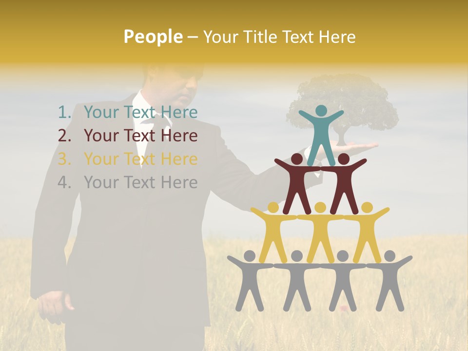 Businessman Holding A Tree In The Hand - Environment Concept - Focus On The Tree PowerPoint Template