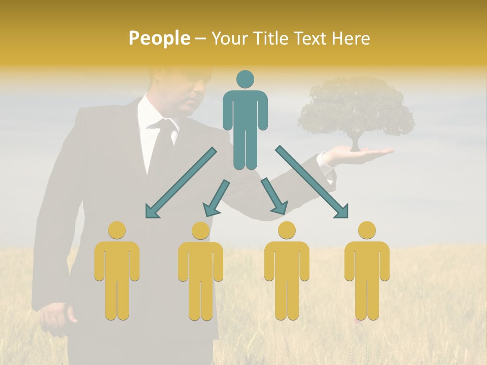 Businessman Holding A Tree In The Hand - Environment Concept - Focus On The Tree PowerPoint Template