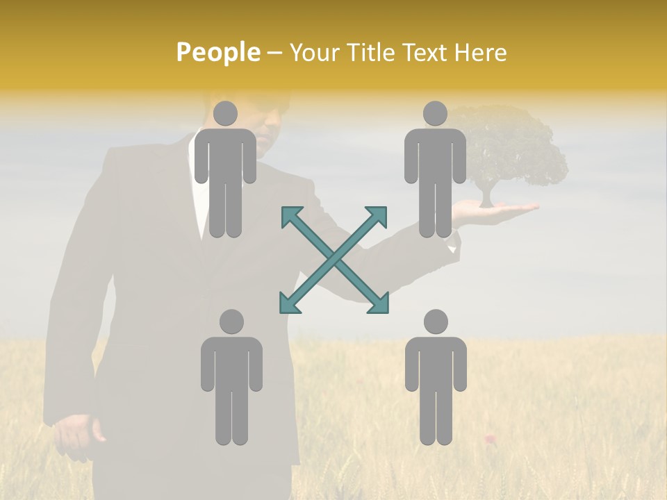 Businessman Holding A Tree In The Hand - Environment Concept - Focus On The Tree PowerPoint Template