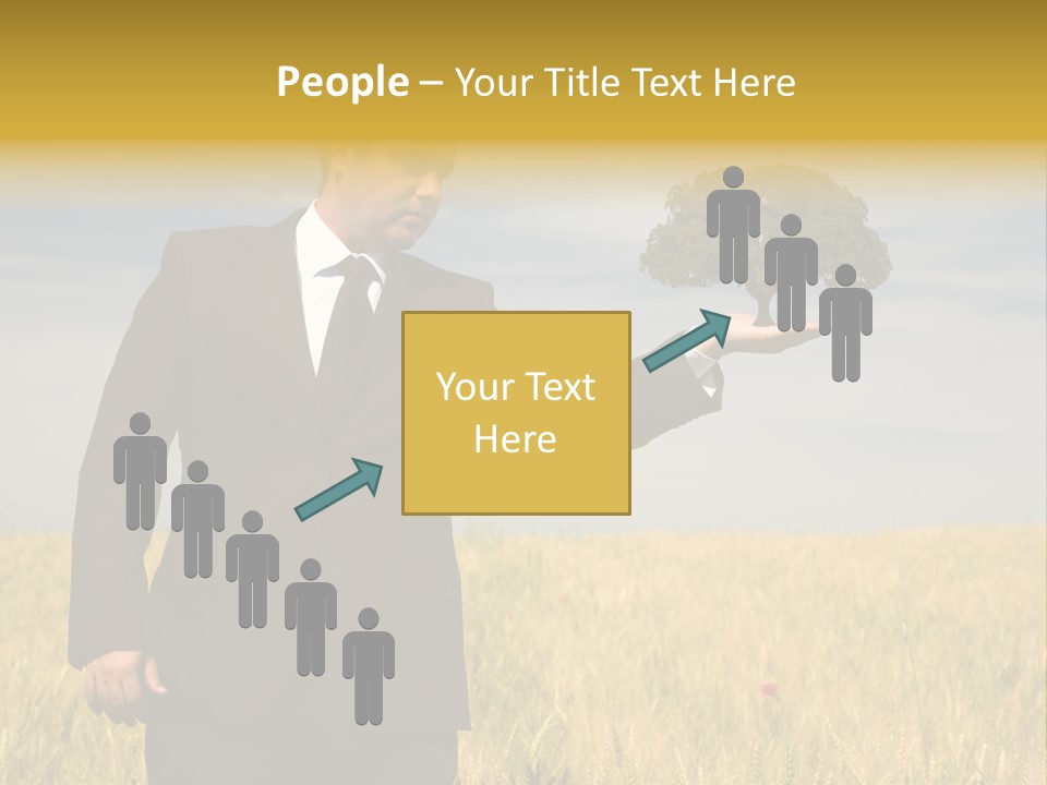 Businessman Holding A Tree In The Hand - Environment Concept - Focus On The Tree PowerPoint Template