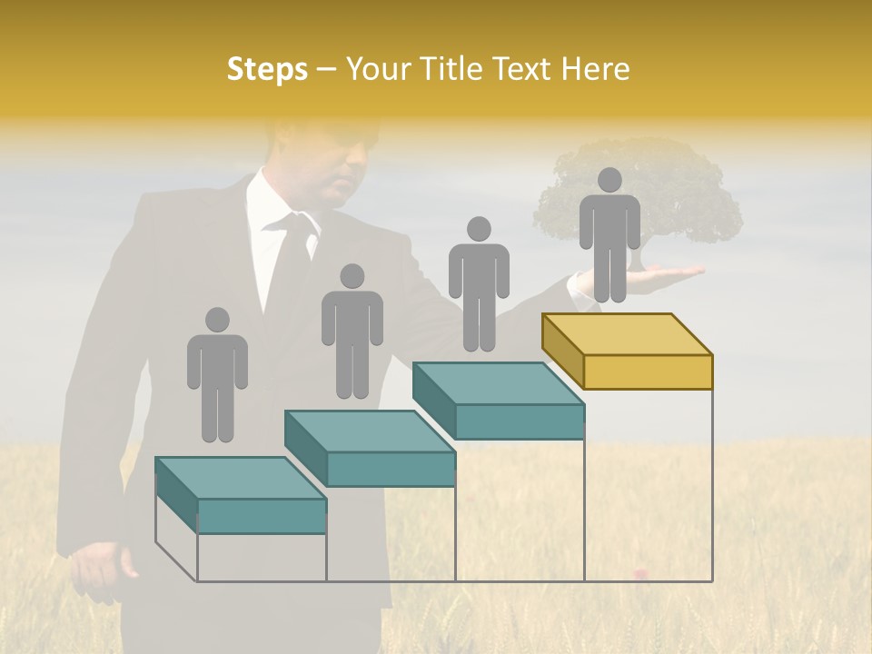 Businessman Holding A Tree In The Hand - Environment Concept - Focus On The Tree PowerPoint Template