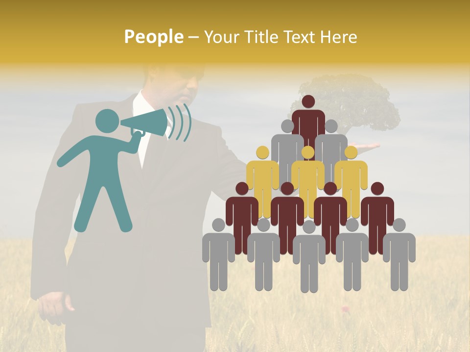 Businessman Holding A Tree In The Hand - Environment Concept - Focus On The Tree PowerPoint Template