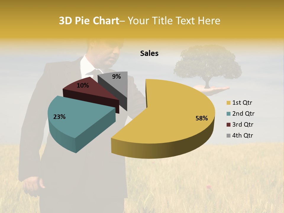 Businessman Holding A Tree In The Hand - Environment Concept - Focus On The Tree PowerPoint Template