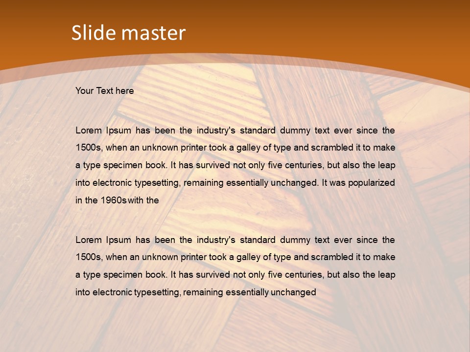 Close-Up Of Old Mitered Herringbone Flooring, Yellow PowerPoint Template