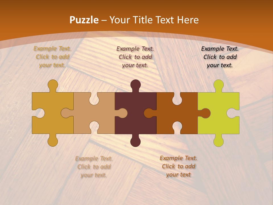 Close-Up Of Old Mitered Herringbone Flooring, Yellow PowerPoint Template