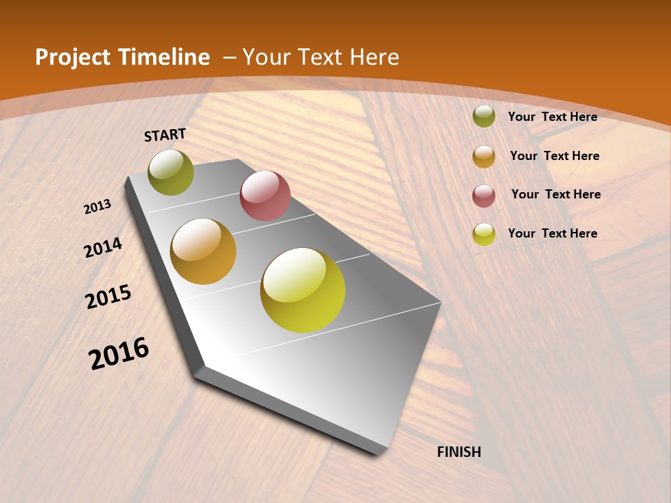 Close-Up Of Old Mitered Herringbone Flooring, Yellow PowerPoint Template