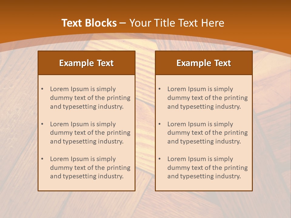 Close-Up Of Old Mitered Herringbone Flooring, Yellow PowerPoint Template