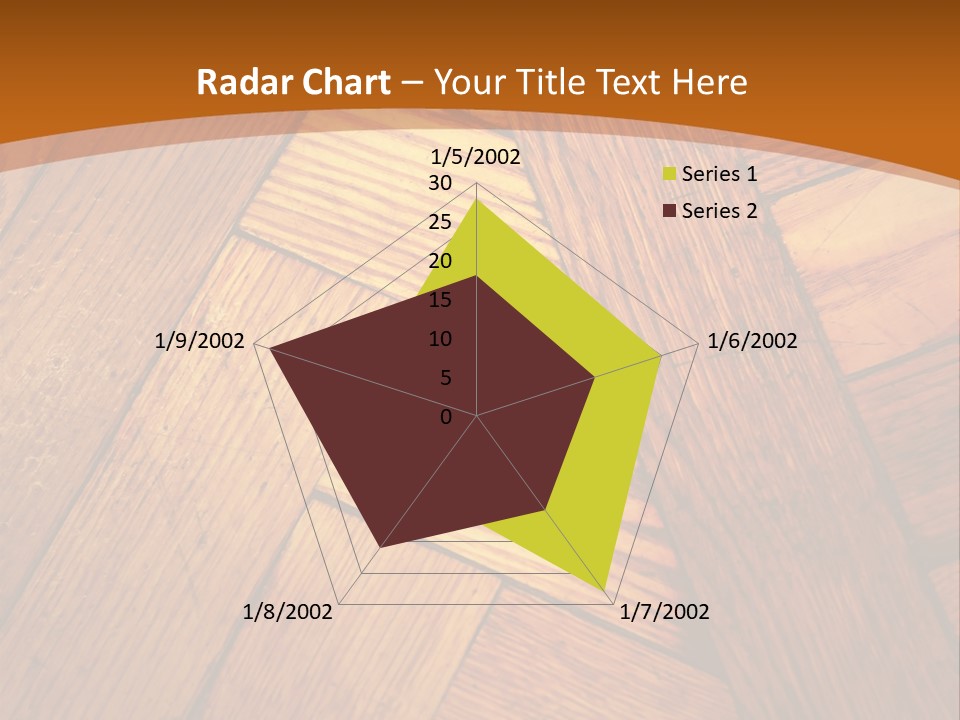 Close-Up Of Old Mitered Herringbone Flooring, Yellow PowerPoint Template
