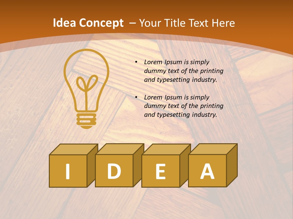 Close-Up Of Old Mitered Herringbone Flooring, Yellow PowerPoint Template