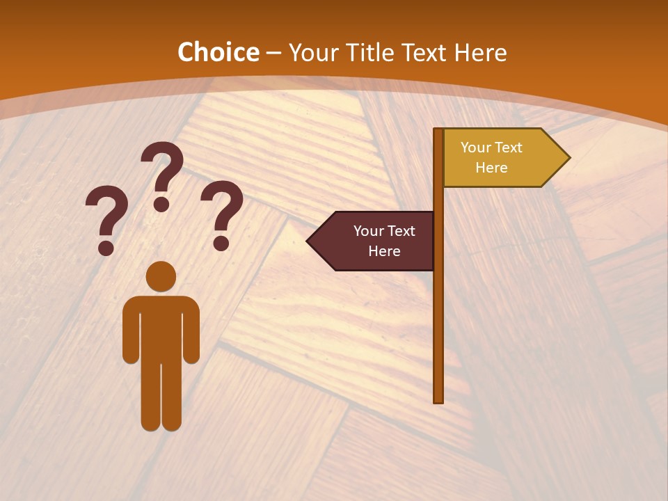 Close-Up Of Old Mitered Herringbone Flooring, Yellow PowerPoint Template