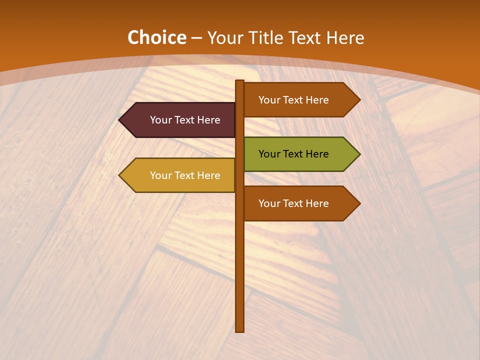 Close-Up Of Old Mitered Herringbone Flooring, Yellow PowerPoint Template