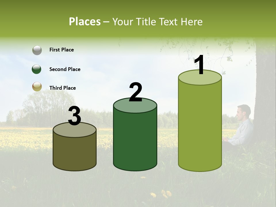 Young Guy Is Working Outdoors PowerPoint Template