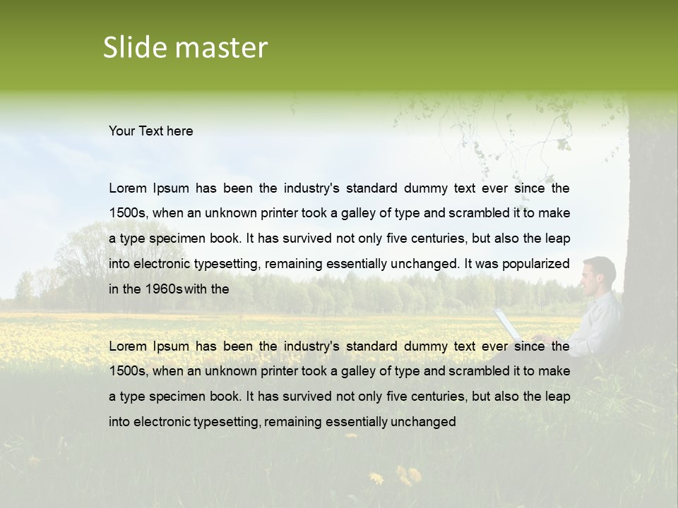 Young Guy Is Working Outdoors PowerPoint Template