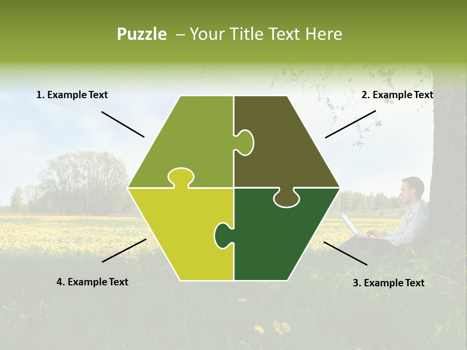 Young Guy Is Working Outdoors PowerPoint Template