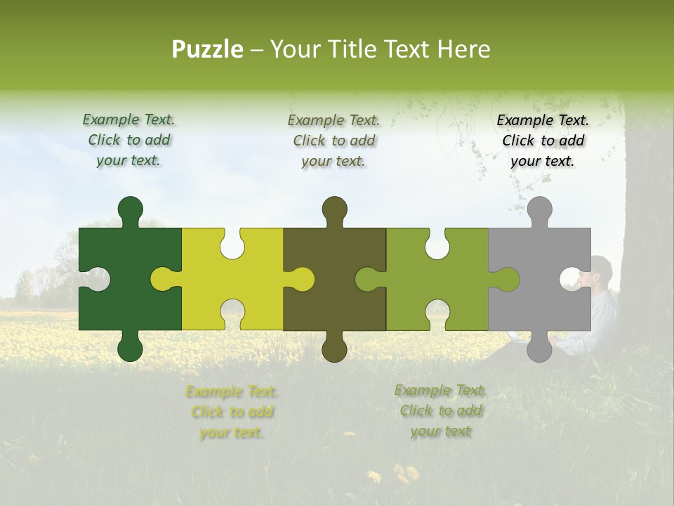 Young Guy Is Working Outdoors PowerPoint Template