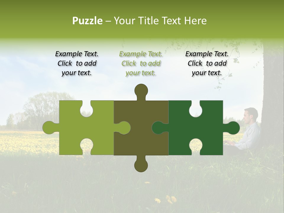 Young Guy Is Working Outdoors PowerPoint Template