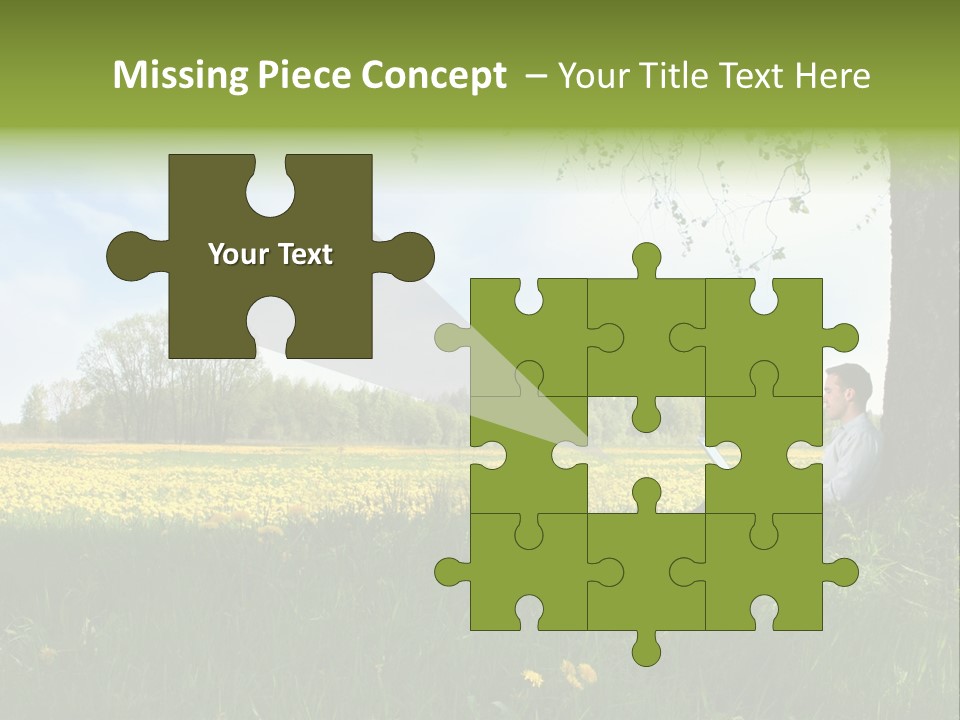 Young Guy Is Working Outdoors PowerPoint Template