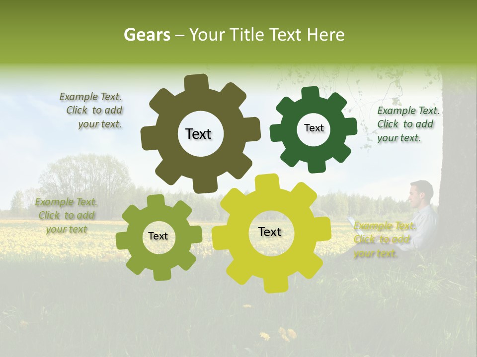 Young Guy Is Working Outdoors PowerPoint Template