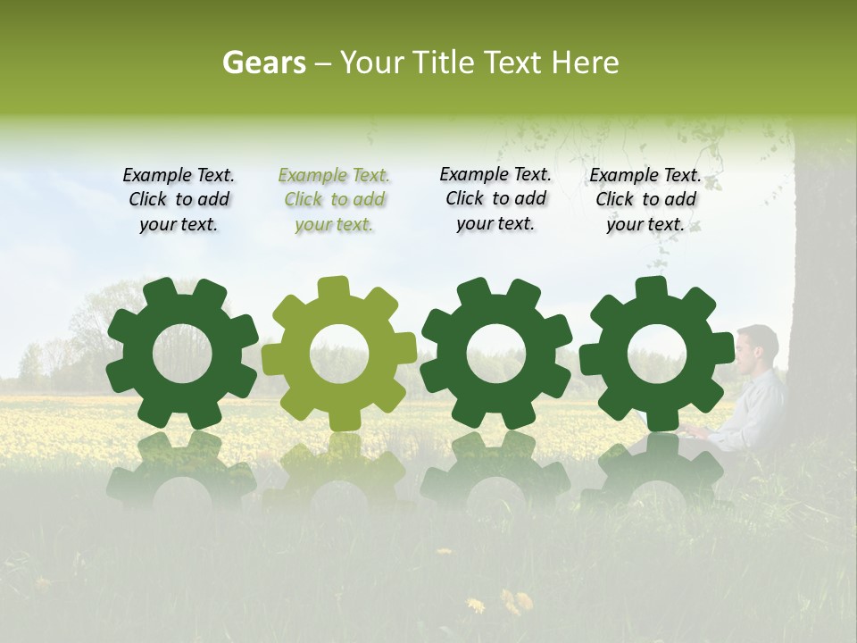 Young Guy Is Working Outdoors PowerPoint Template