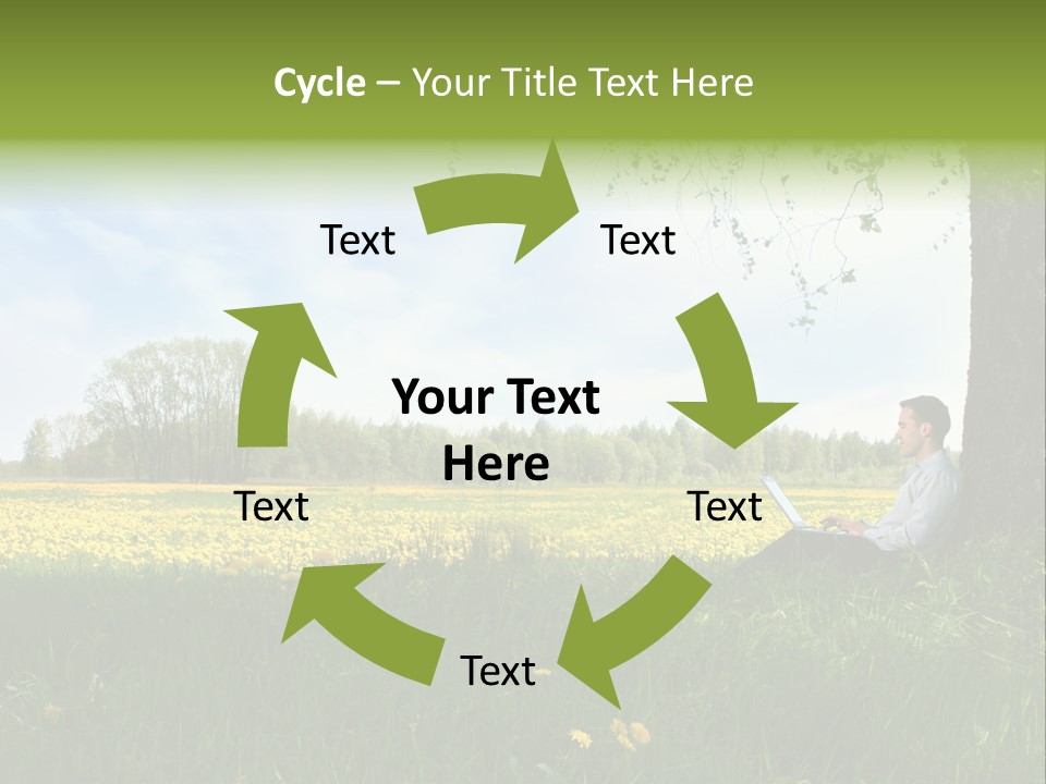 Young Guy Is Working Outdoors PowerPoint Template