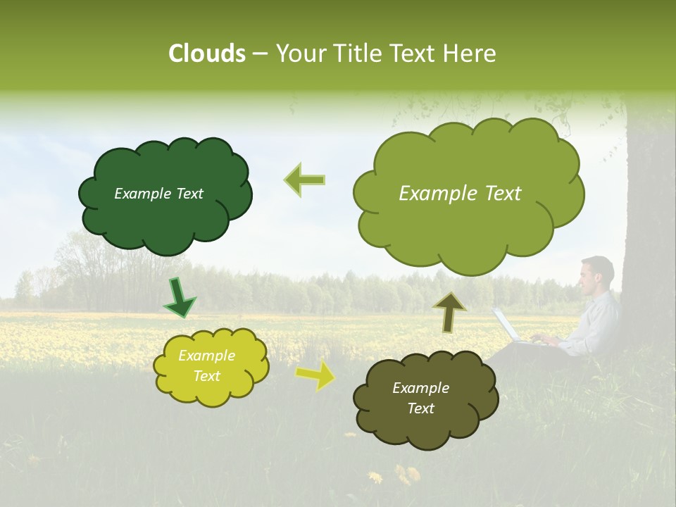 Young Guy Is Working Outdoors PowerPoint Template