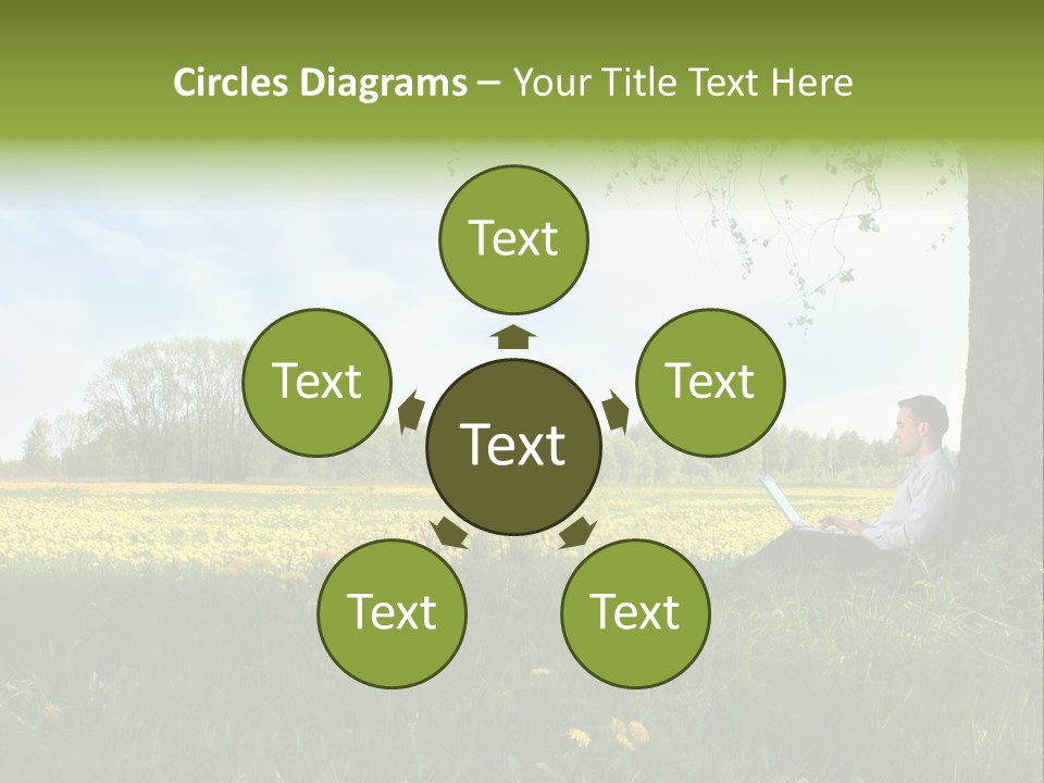 Young Guy Is Working Outdoors PowerPoint Template