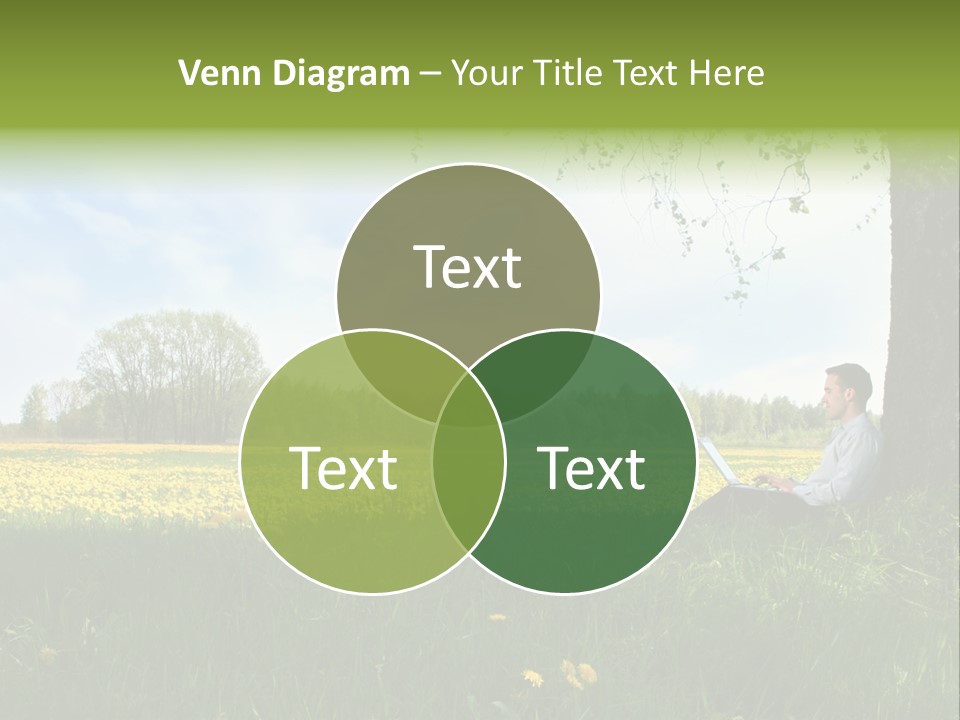 Young Guy Is Working Outdoors PowerPoint Template