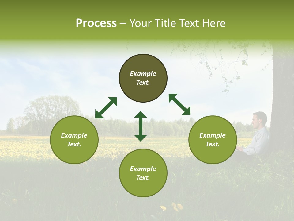 Young Guy Is Working Outdoors PowerPoint Template