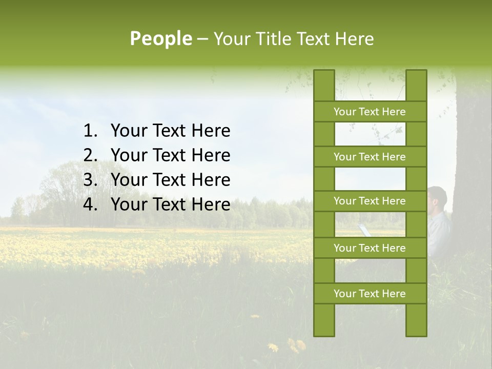 Young Guy Is Working Outdoors PowerPoint Template