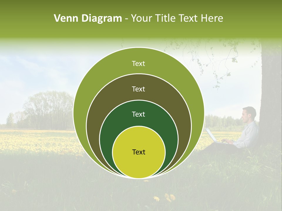 Young Guy Is Working Outdoors PowerPoint Template