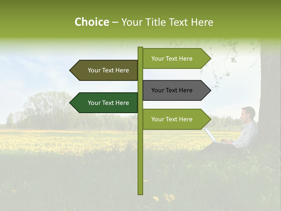 Young Guy Is Working Outdoors PowerPoint Template