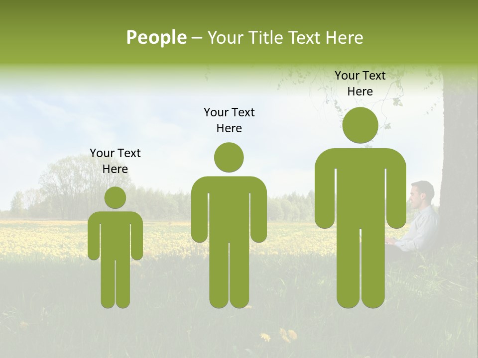 Young Guy Is Working Outdoors PowerPoint Template