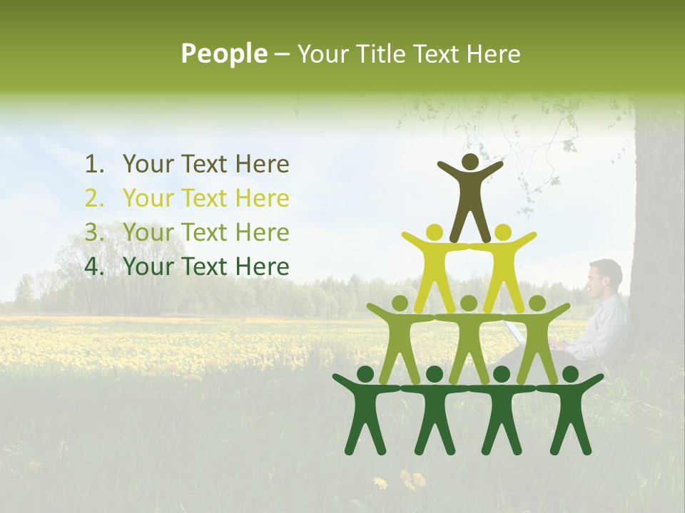 Young Guy Is Working Outdoors PowerPoint Template