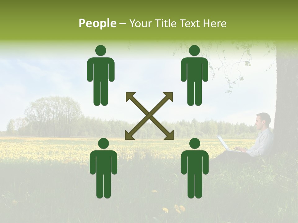 Young Guy Is Working Outdoors PowerPoint Template