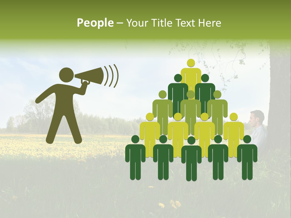 Young Guy Is Working Outdoors PowerPoint Template