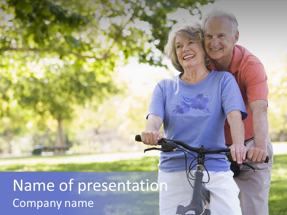 Senior Couple On Cycle Ride In Countryside PowerPoint Template