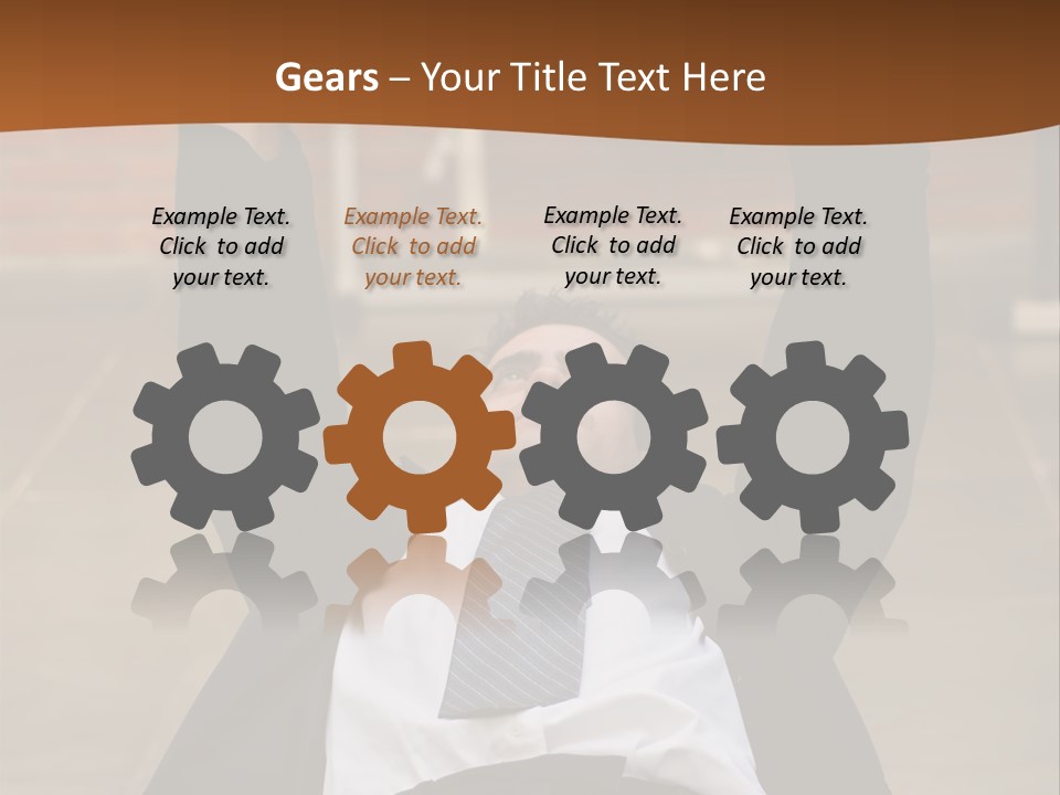 Vertically Framed Shot Of An Athletic, Young Businessman Bench Pressing Weights In A Gym PowerPoint Template