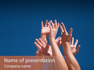 Group Of People Hands In The Air PowerPoint Template