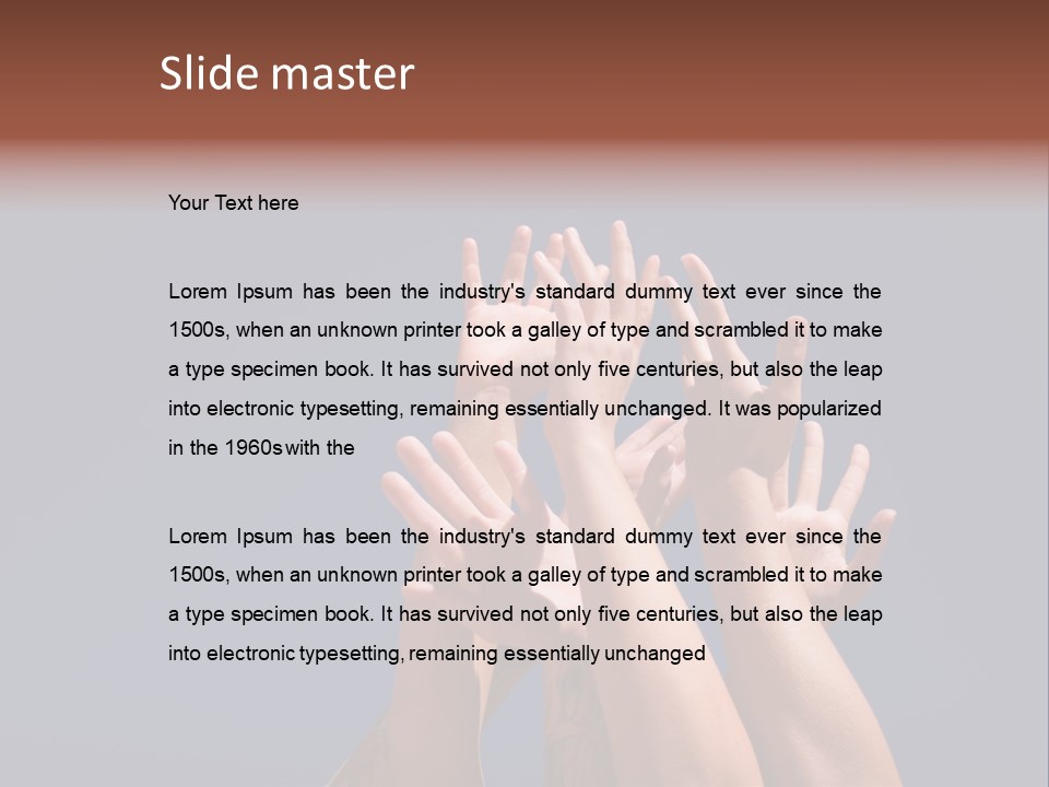 Group Of People Hands In The Air PowerPoint Template