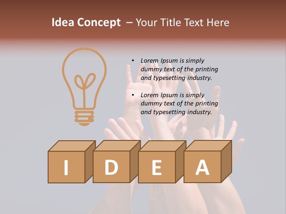 Group Of People Hands In The Air PowerPoint Template