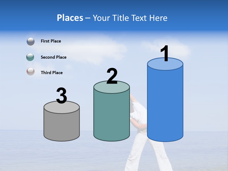 Young Beautiful Woman Doing Fitness Exercises In The Sea PowerPoint Template