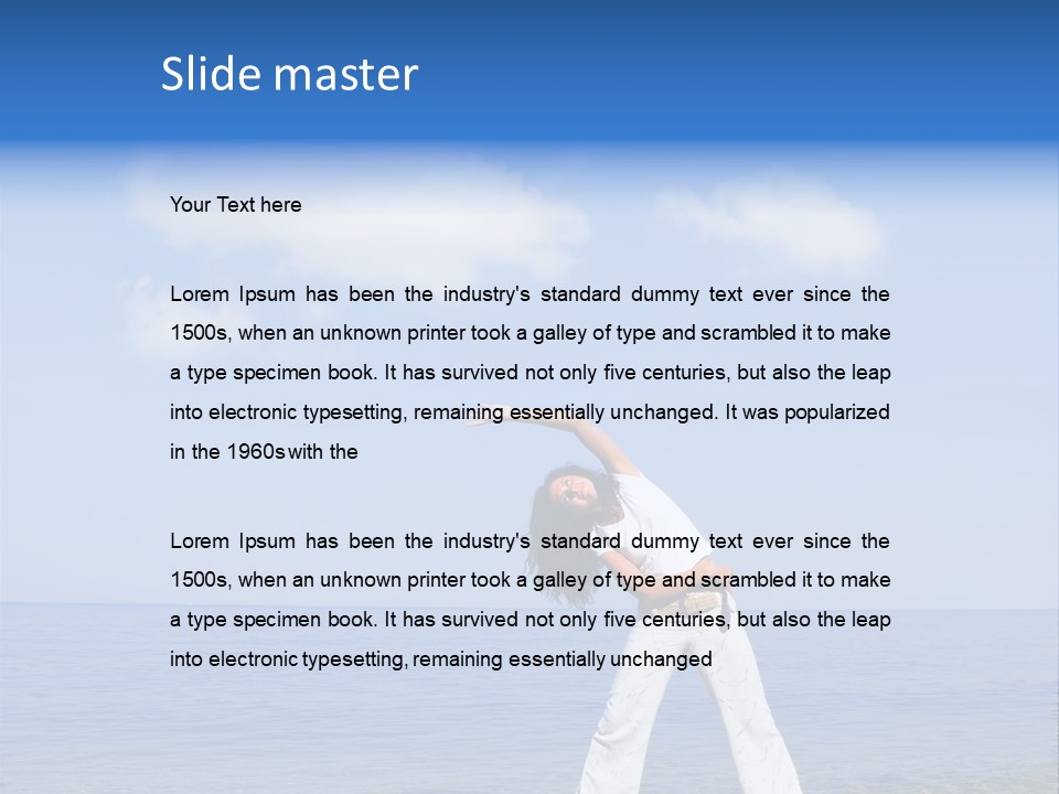 Young Beautiful Woman Doing Fitness Exercises In The Sea PowerPoint Template