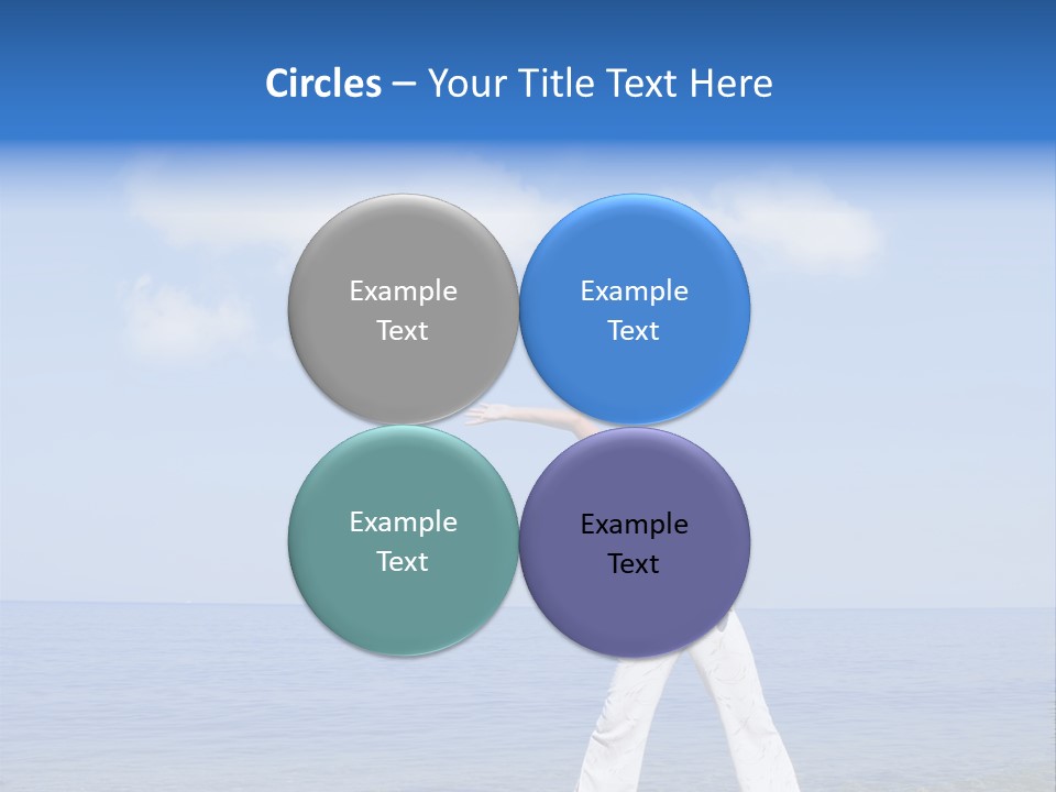 Young Beautiful Woman Doing Fitness Exercises In The Sea PowerPoint Template